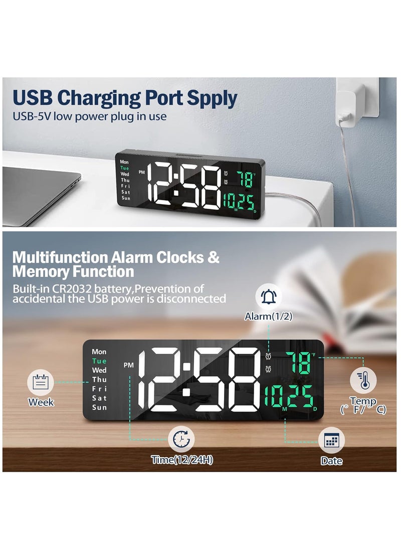 SEVENSPACE - SEVENSPACE Digital Alarm Clock Wall Clock Table Clock Large Display 162 Inch LED Clock with Remote ControlAutomatic Brightness Dimmer Big Clock with Date Week Temperature - Image 1