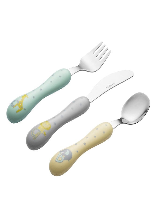 Viners Premium Kids Food Grade Stainless Steel Cutlery Set – 3 Pcs Easy Grip Flatware in Gift Box | Food Grade Forks and Spoons, Tableware for Boys, Girls, Kids - Image 1