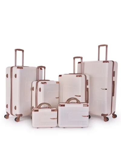 LIMRA A travel bag set consisting of 6 luggage bags Beige/Gold color, size 32"/28"/24"/20"/15"/12 inches