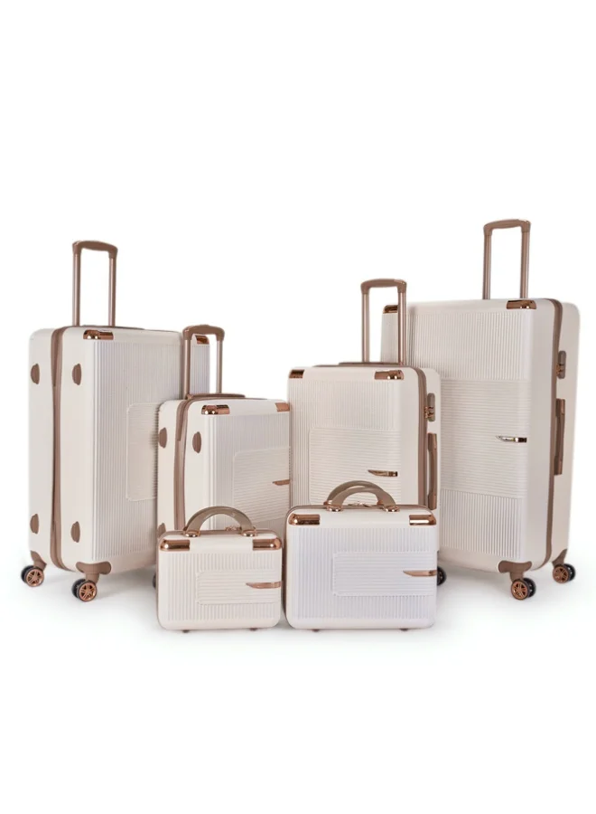 LIMRA A travel bag set consisting of 6 luggage bags Beige/Gold color, size 32"/28"/24"/20"/15"/12 inches