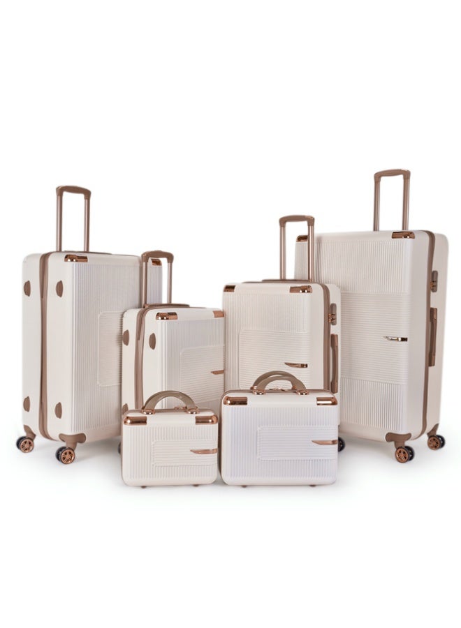 ليمرا طقم شنط سفر مكون من 6 حقائب أمتعة لون بيج/ذهبي بمقاس 32"/28"/24"/20"/15"/12 انش - Image 1