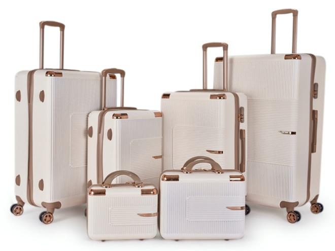 LIMRA A travel bag set consisting of 6 luggage bags Beige/Gold color, size 32"/28"/24"/20"/15"/12 inches - Image 1