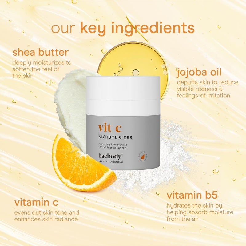 Baebody Made in USA Vitamin C Face Moisturizer - Brightening Vitamin C Cream Moisturizer with Jojoba Oil - Anti Aging and Hydrating (1.7 fl oz/50 ml) - Image 3