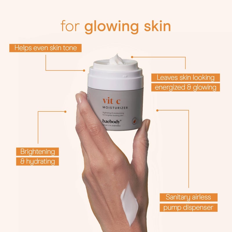 Baebody Made in USA Vitamin C Face Moisturizer - Brightening Vitamin C Cream Moisturizer with Jojoba Oil - Anti Aging and Hydrating (1.7 fl oz/50 ml) - Image 4