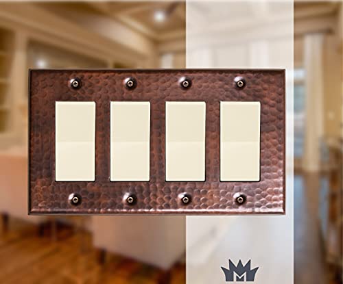 Monarch Abode 4-Gang Rocker Wall Plate, Hand Hammered Decorator Pure Copper Switch Wall Plate, Decorative Light Switch Cover Plate for Electrical Outlet, Pure Copper - Image 2