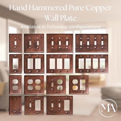 Monarch Abode 4-Gang Rocker Wall Plate, Hand Hammered Decorator Pure Copper Switch Wall Plate, Decorative Light Switch Cover Plate for Electrical Outlet, Pure Copper - Image 3