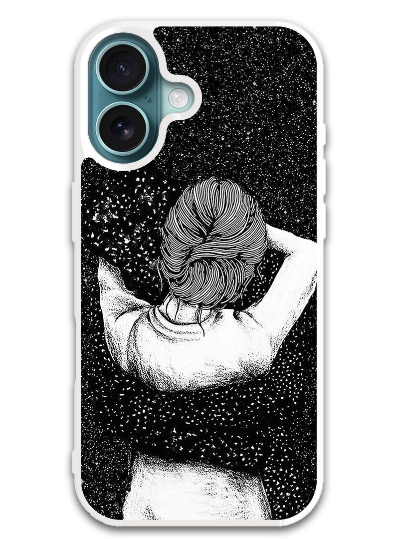 Theodor Protective Case Cover For APPLE IPHONE 16 Night Imagination Of Girl  (White Bumper) - Image 1