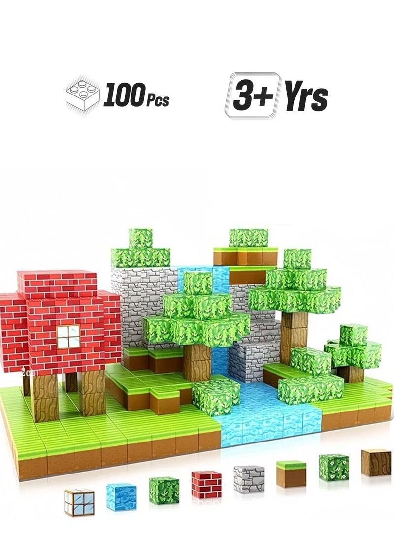 Loquat 100PCS Magnetic Blocks for Boys  Girls  Toys for Toddlers Gifts for 3+ Years Old Kids 2CM Magnet Cubes Classroom Must Haves Construction Toys  - Image 1