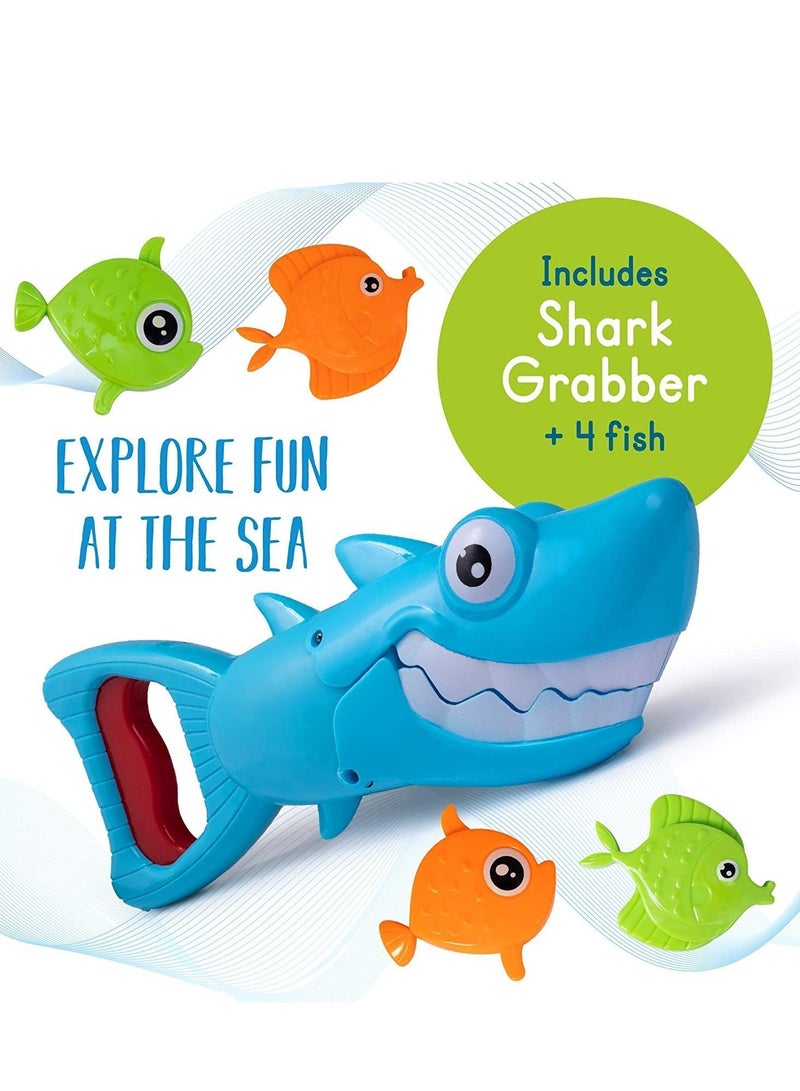 NIBEMINENT Bath Toys Fun Baby Bathtub Toy Shark for Toddlers Boys Girls Grabber with 4 Fish Included (Shark Grabber) - Image 2