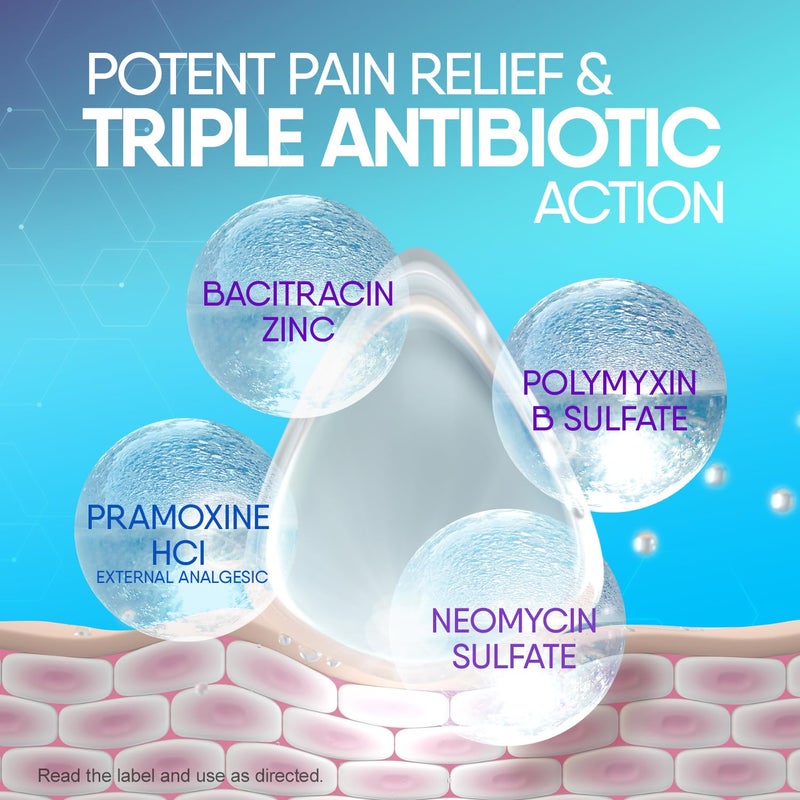 CICATRICURE مرهم سيكاتريكيور للجروح المفتوحة ثلاثي المضادات الحيوية مع تخفيف الألم، الإسعافات الأولية المضادة للبكتيريا لمنع العدوى وتخفيف الألم من الجروح الصغيرة، والحروق، والخدوش. مرهم مضاد للبكتيريا موضعي - 1 أونصة - Image 5