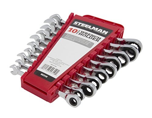 Steelman Universal 10-Tool Wrench Holder/Organizer for Mechanics, Conforming Slots, Handle for Carrying or Hanging Garage Storage, Red - Image 2