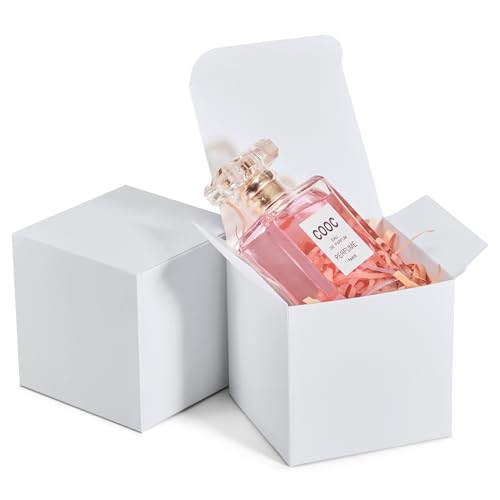 MESHA 3x3x3'' 100PC Cardboard Gift Boxes with Lids, Small for Bridesmaid Groomsmen Gifts,Cupcakes, Crafting, Party Wedding Favor, Bridal Baby Shower, White - Image 1