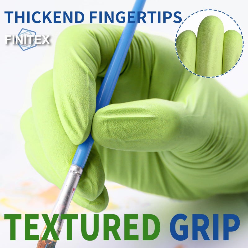 FINITEX Nitrile Gloves Disposable Latex-Free Gloves - 3.5mil Powder-Free Food Cleaning Medical Exam 100PCS Glove(Green (Large 100)) - Image 2