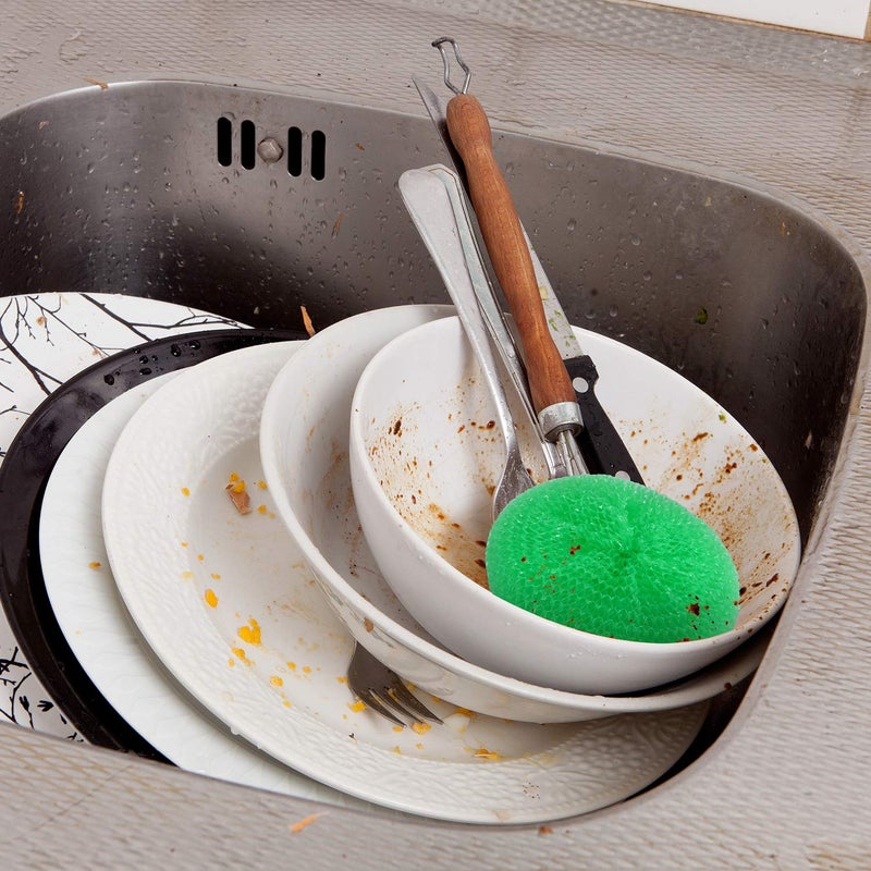 Blulu Plastic Dish Scrubbers for Dishes Pot Round Nylon Pad, Mesh Scouring Non Scratch Pads(Rainbow Colors,15 Pieces) - Image 5