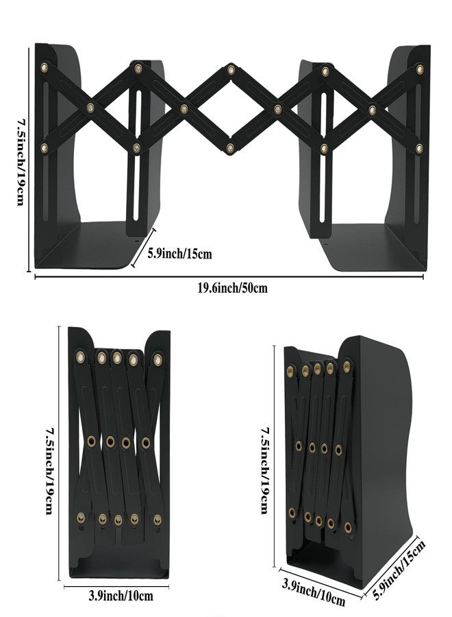 Ysenchan Heavy-Duty Adjustable Metal Bookends - Non-Slip Bookshelf Organizer for Desks, Decorative Book Holder for Magazines & Heavy Books - Image 2