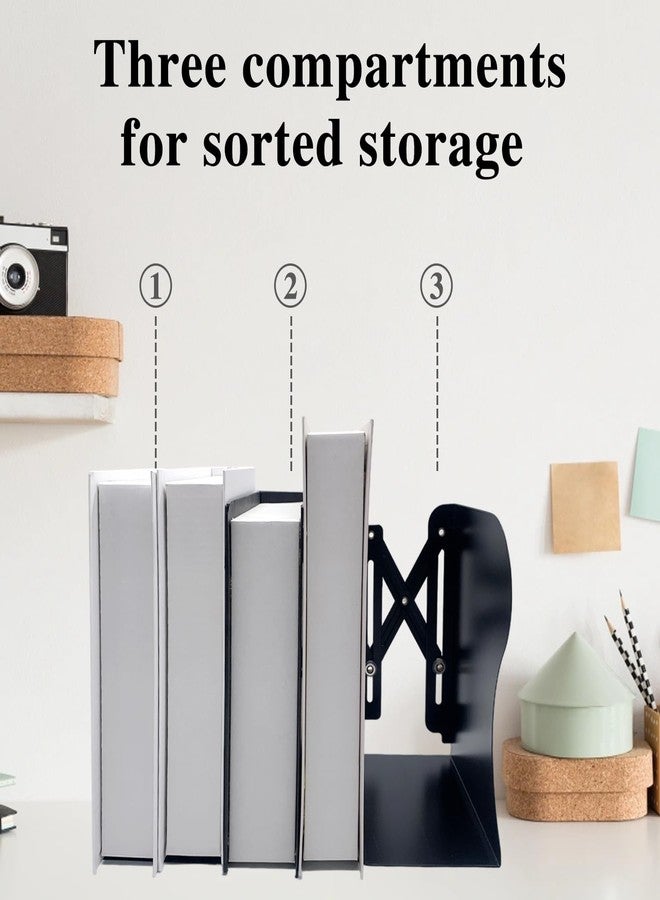 Ysenchan Heavy-Duty Adjustable Metal Bookends - Non-Slip Bookshelf Organizer for Desks, Decorative Book Holder for Magazines & Heavy Books - Image 5