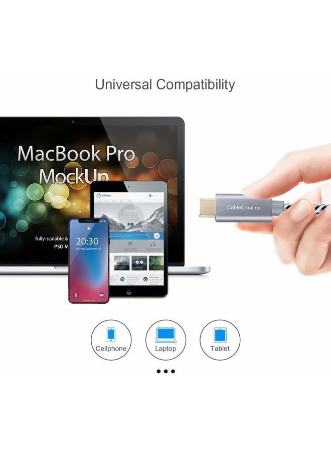 CableCreation USB C Cable 6FT 100W USB2.0 C to C Cable 5A Fast Charging Cable 480Mbps Durable Braided USB Type C Cable for MacBook Pro Air Pixel 4XL S21 S20 S10 S9, Note 10, 1.83m Space Gray - Image 4