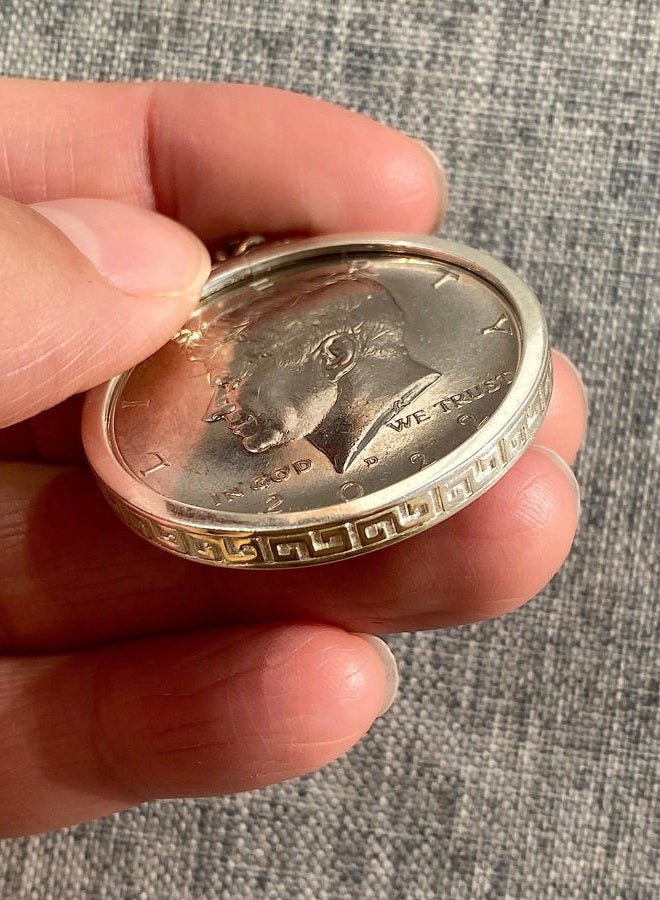 Geruibi Sterling Silver 50 Cent Border Screw Top Coin Bezel is Suitable for 30.64mm Diameter 2.15mm Thickness, Coins Not Included - Image 5