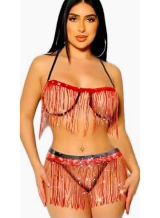 بدله رقص شرقى لامعة ثلاثة قطع قياس واحد للنساء - Image 2