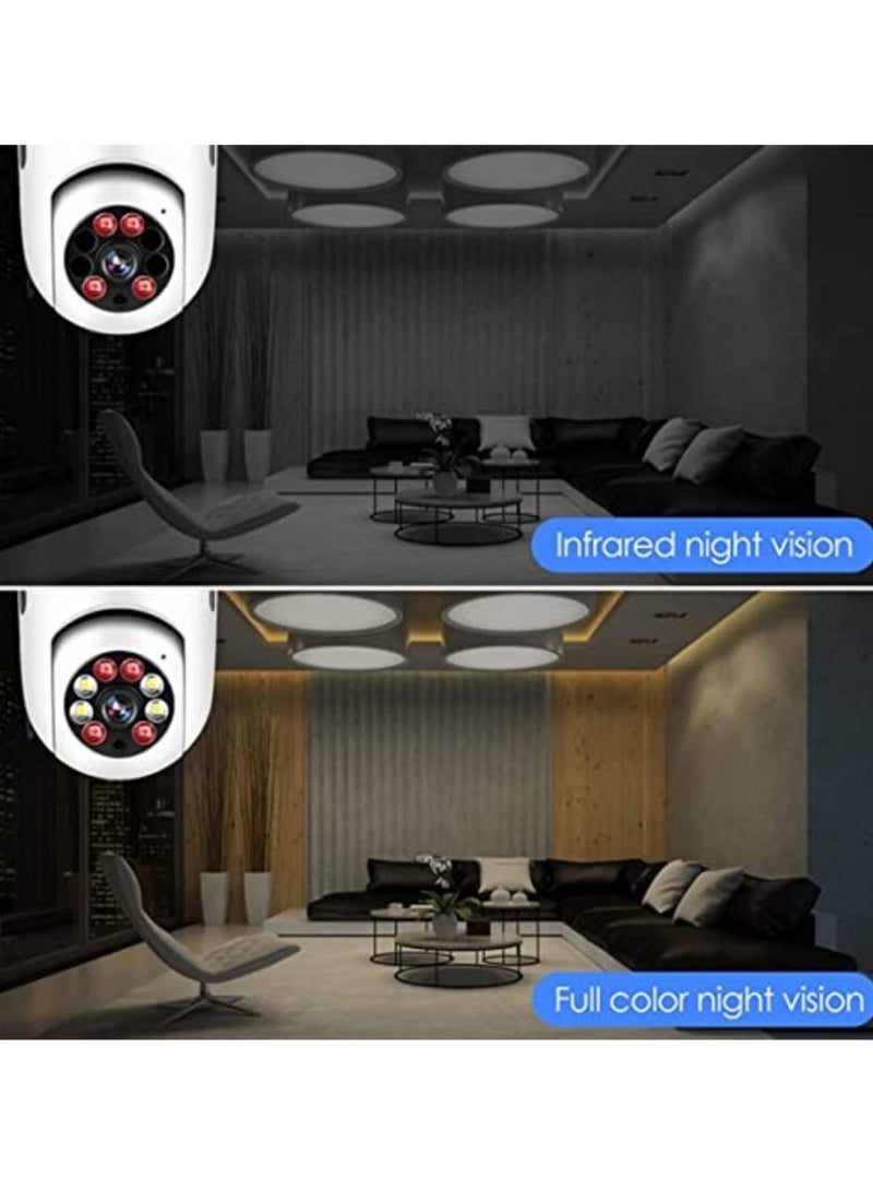 ELTRAZONE Pan Tilt Security Light Camera V380 130W dpi Smart Wireless WIFI Full Color Bulb Camera 2.4Ghz 360 Degree E27 Panoramic IP Camera (No SD Card) - Image 4