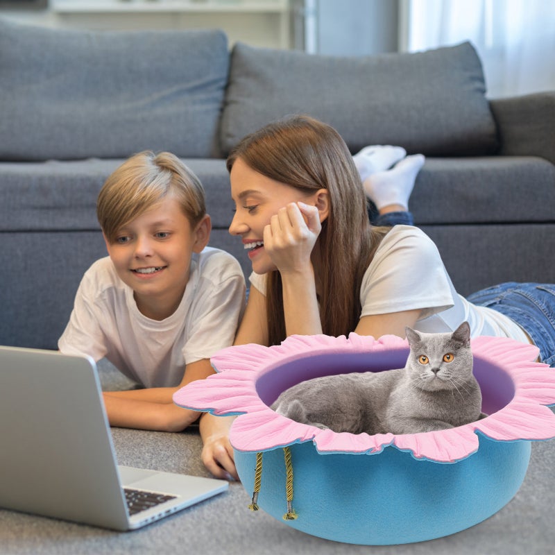 2pcs Adorable Cat Nest Flower Shape Cat Bed Sleeping Lounge Pet Supplies - Image 3