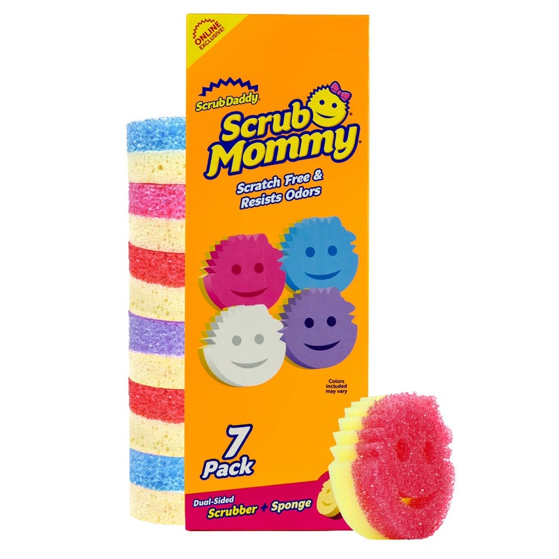 Scrub Daddy Scrub Mommy Kitchen Sponges for Dishes & Wiping Spills - Dual-Sided Dish Scrubber Sponge for Cleaning - Multi-Colored Bulk Pack - Stain & Odor Resistant (7 Count) - Image 1