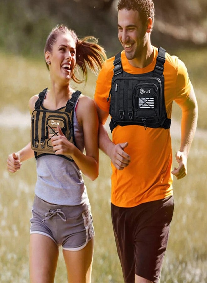 CVLIFE Outdoor Chest Bag for Men, Tactical Chest Pack with Phone Holder, Adjustable Running Vest Bag with Extra Storage, Lightweight Anti-theft EDC Rig for Hiking, Cycling, Sports, Workouts, Black - Image 5