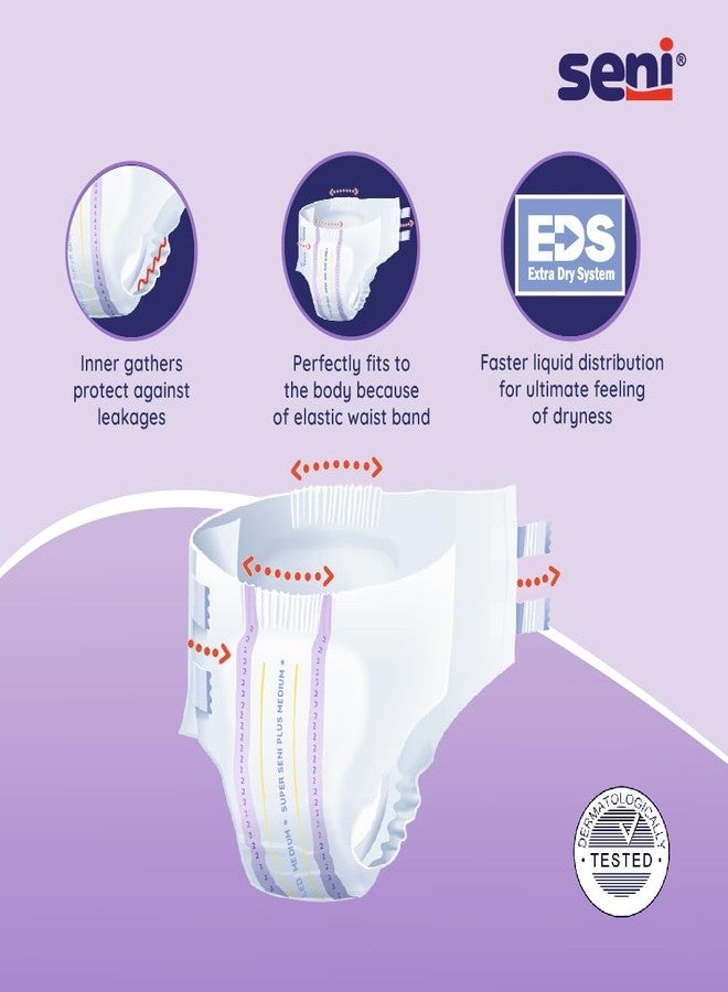 SENI Super Seni Plus breathable tape style adult diapers | double wetness indicator | premium fasteners | latex free | ultra absorbent | odour stop | dermatologically tested | side leakage protection |size medium | weist size 30" - 43" (75 cm - 110 cm) | Pack of 1 | 10 Pcs - Image 5