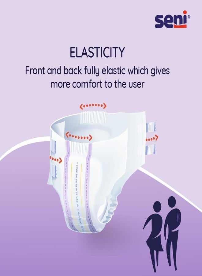 SENI Super Seni Plus breathable tape style adult diapers | double wetness indicator | premium fasteners | latex free | ultra absorbent | odour stop | dermatologically tested | side leakage protection |size medium | weist size 30" - 43" (75 cm - 110 cm) | Pack of 1 | 10 Pcs - Image 2