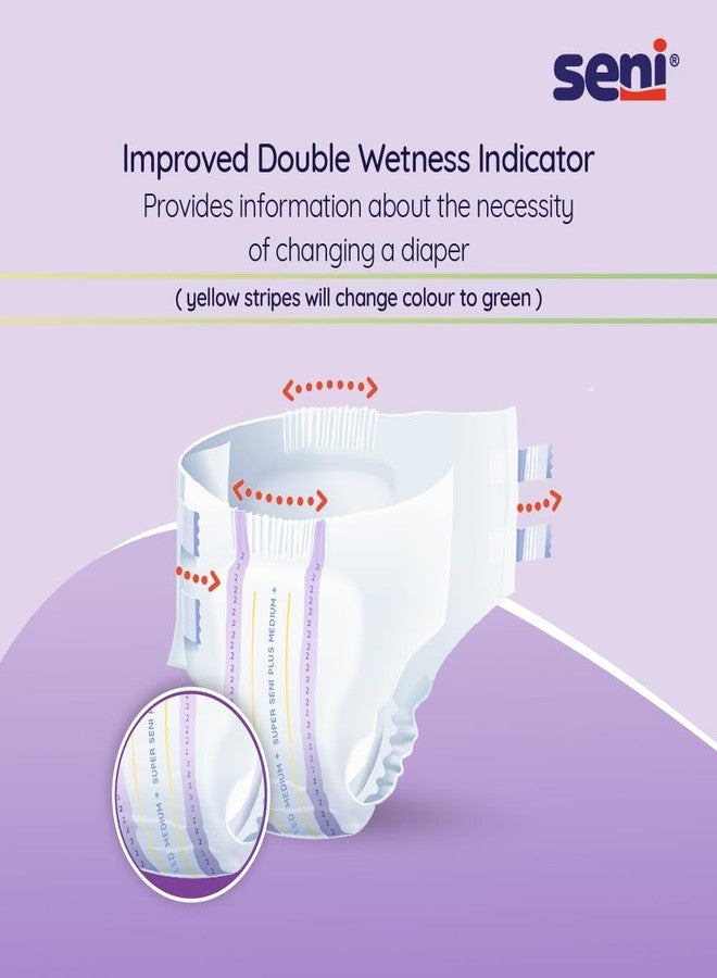 SENI Super Seni Plus breathable tape style adult diapers | double wetness indicator | premium fasteners | latex free | ultra absorbent | odour stop | dermatologically tested | side leakage protection |size medium | weist size 30" - 43" (75 cm - 110 cm) | Pack of 1 | 10 Pcs - Image 3