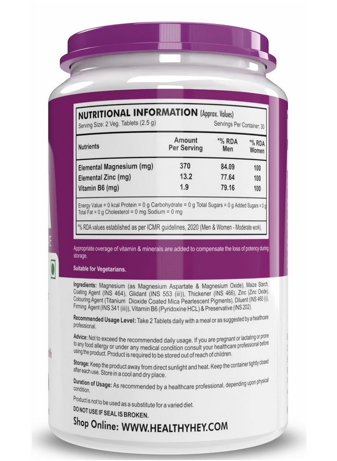 HealthyHey Nutrition HealthyHey Nutrition ZMA - Zinc Magnesium Aspartate - 60 Tablets  - Image 2