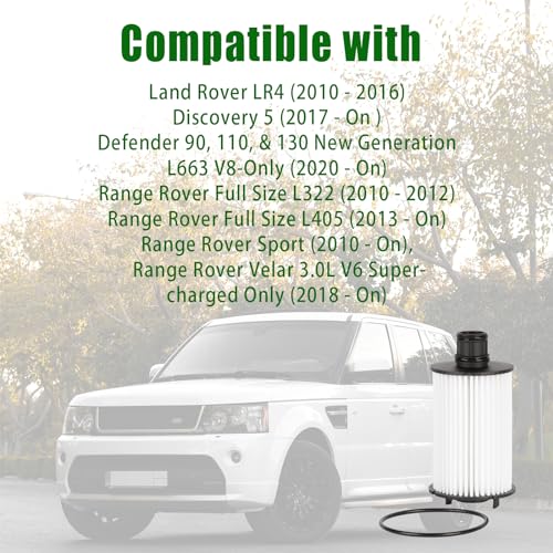 GETOPAUTO LR011279 Oil Filter Fits for LR4,Range Rover,Range Rover Sport,Range Rover Velar Replaces AJ812351 C2D3670 XR858593(Set of 6) - Image 2