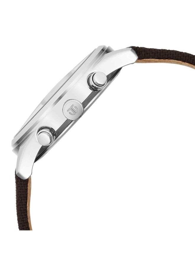 TITAN ساعة يد كواتز أنالوج مع اليوم والتاريخ بقرص بني وحزام جلد للرجال 1805Sl12 - Image 4