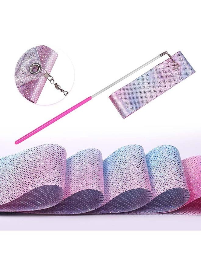 Beyond Sparkling Dance Ribbon Baton, Rhythmic Gymnastics Long Ribbons Twirling Rod, Gymnastics Party Gift for Kids (Pink)  - Image 5