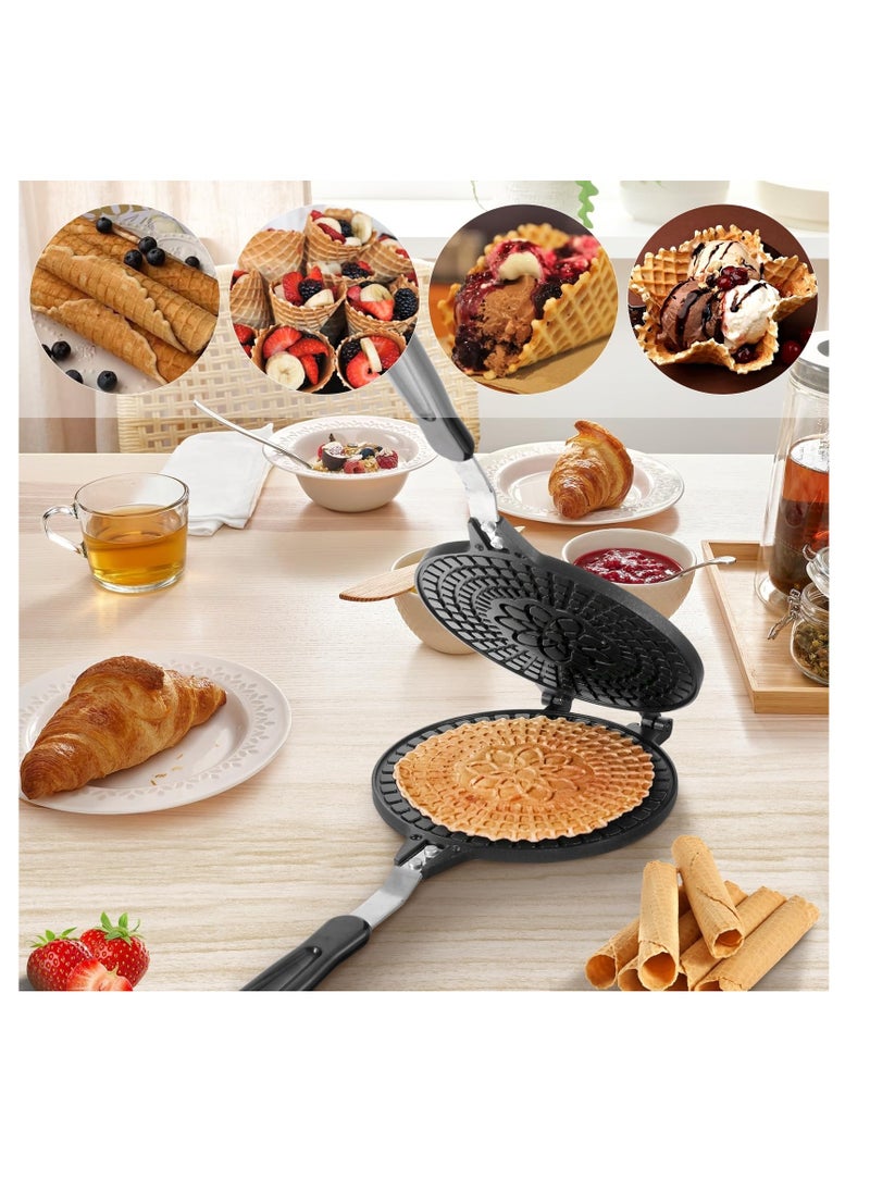 SYOSI - Waffle Cone Maker, 6.7" Nonstick Ice Cream Cone Maker, Egg Roll Crepe Pan, Camp Pancake Crispy Cone Omelet Mold, Waffle Bowl Machine, Household Egg Roll Maker for DIY Ice Cream Waffle Cups - Image 1