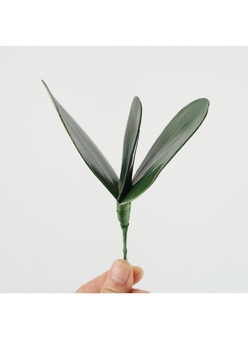 Generic 1 x 5 pcs PU Orchid Leaves Artificial Wedding Home Decor EVA trumpet 3 slices (without roots) 