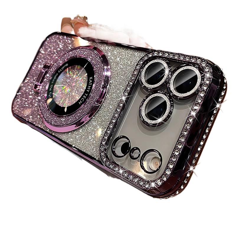 Silicone MagSafe Case for iPhone 14 / 14 Plus / 14 Pro / 14 Pro Max with Drop Protection and Kickstand plus Shockproof plus Strong Magnetic in Purple - Image 1