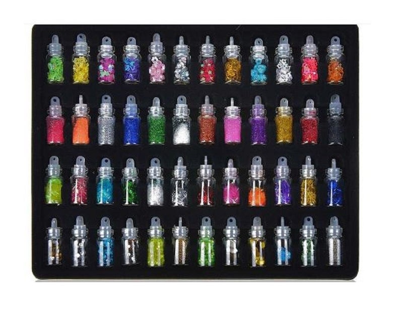 STORE 2508 Store2508 Exciting Nail Art Tools53 Pcs  48 Bottles 3D nail art Glitter Set and 5 Pcs Double Sided Nail Dotting Tool Pen Great gift for Girl Women Females - Image 3
