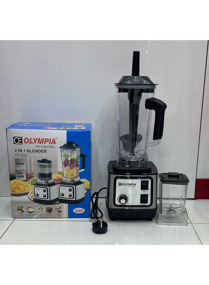 Olympia أوليمبيا OE-5587 خلاط 2 في 1 بمحرك قوي 8500 واط مع وعاء سموذي وطاحونة جافة - Image 4