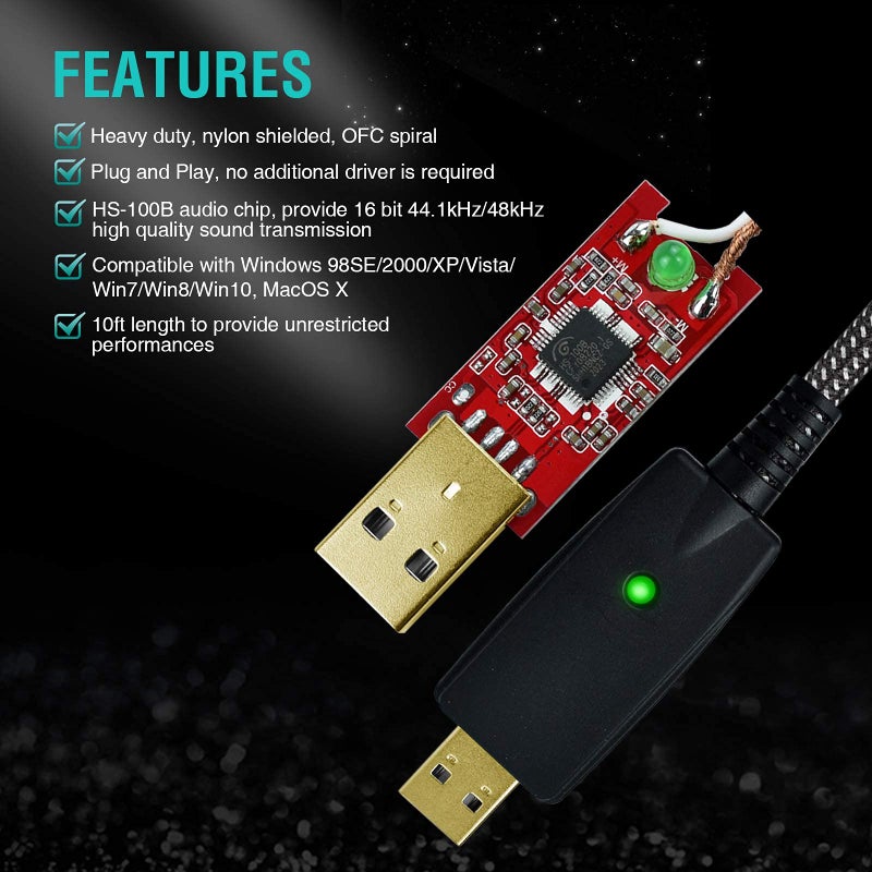 Mugteeve كابل ميكروفون Mugteeve XLR أنثوي إلى USB للكمبيوتر، 10 أقدام، محول كابل ميكروفون XLR أنثوي إلى USB للكمبيوتر، مضفر من النايلون، خالي من الضوضاء، لتسجيل الكمبيوتر المحمول، البث المباشر، البث - Image 3