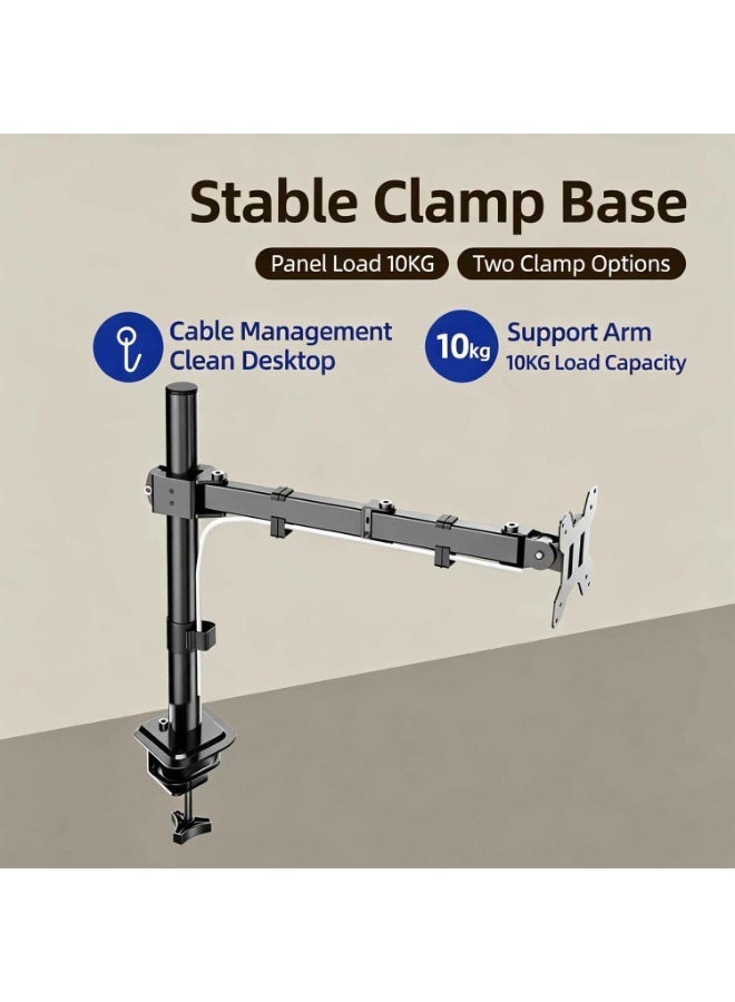 Single Monitor Stand,13-32 Inch,Black,Heavy Duty,Adjustable Monitor Arm Desk Mount,Tilt,Swivel,Rotate,Support 22 lbs,Height Adjustable VESA 75/100mm - Image 4
