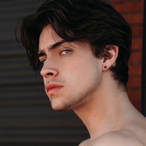 Jstyle أقراط ستود مصنوعة من الفولاذ المقاوم للصدأ الأسود للرجال والنساء - أقراط جراحة من الفولاذ المقاوم للصدأ 20G مع زركونيا مكعبة مضادة للحساسية للأذان الحساسة - 6 مم ستود مثقوبة - Image 4