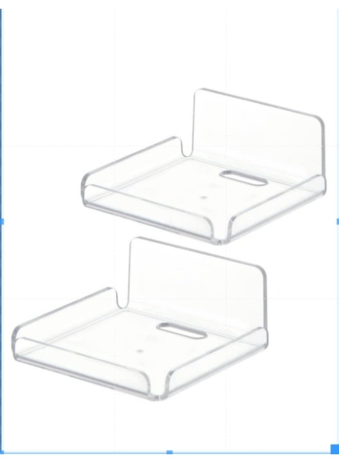Anmi 2Pcs Acrylic Small Wall Shelf, Floating Shelves for Security Cameras, Speakers, Baby Monitors, Easy to Install No Drill (Clear)