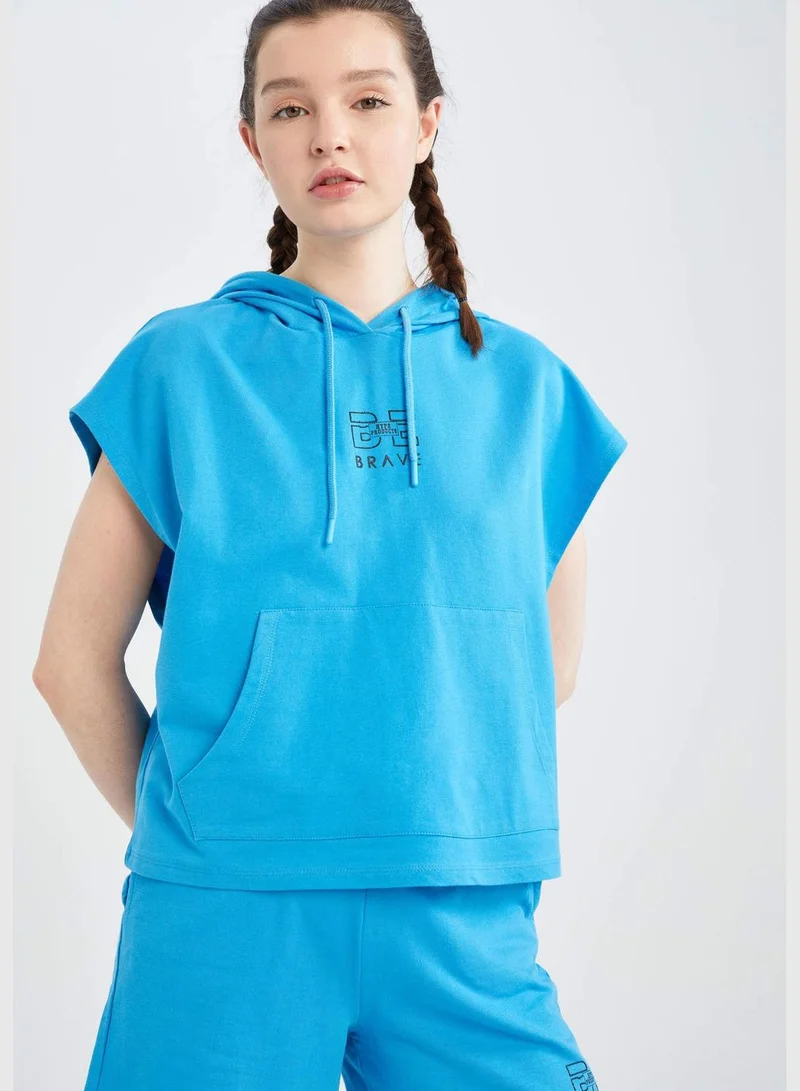 DeFacto Regular Fit Sleeveless Kangaroo Pocket Hoodie