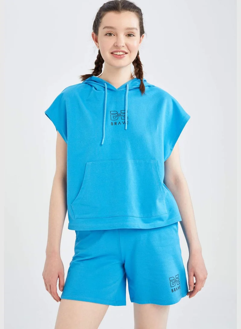 DeFacto Regular Fit Sleeveless Kangaroo Pocket Hoodie