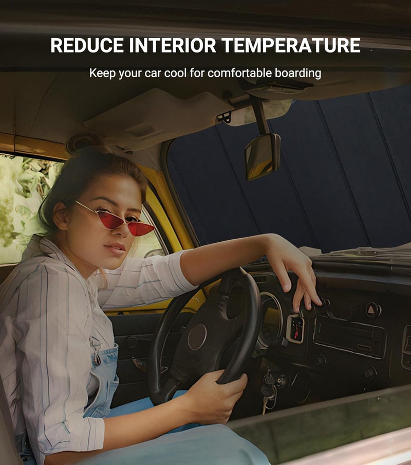 Pigenius Front Windshield Sun Shade for 2019-2023 Dodge Ram 1500 - Ultimate Folding Sunshade - Grey - Image 4