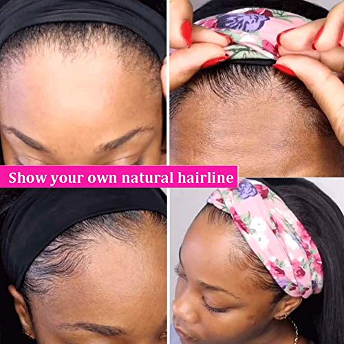 Ms Taj Headband Wig Human Hair Short Afro Kinky Curly Headband Wigs for Black Women Human Hair Glueless Afro Wigs for Women 150% Density Brizilian Virgin Hair Natural Black (10 inch) - Image 4