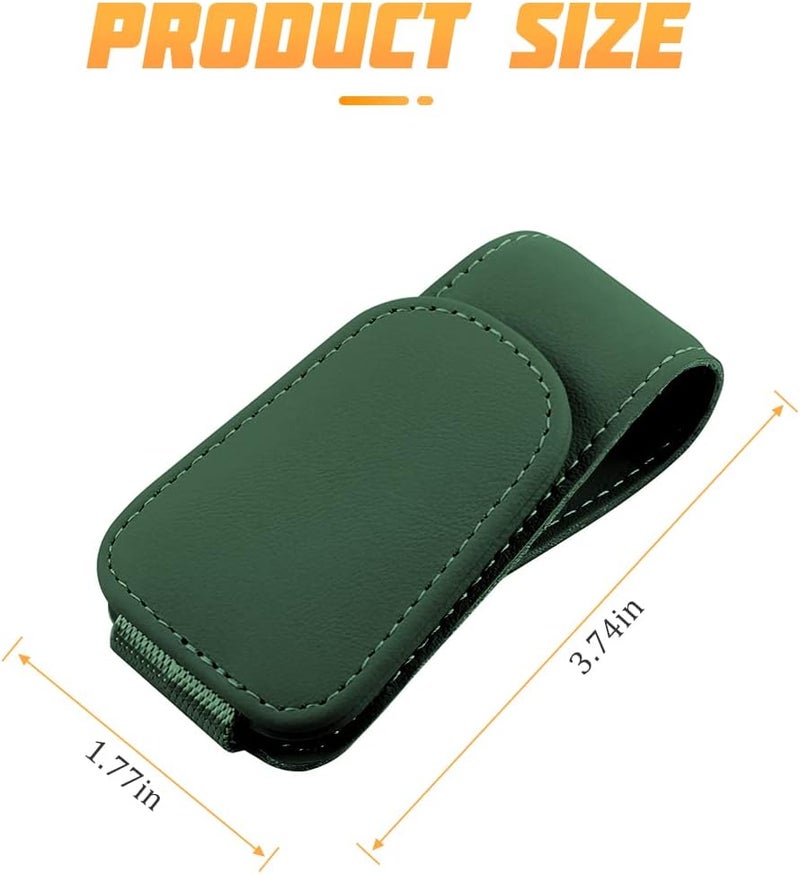 Leather Sunglasses Holder for Car Sun Visor - Magnetic Glasses Clip and Ticket Card Holder - Image 2