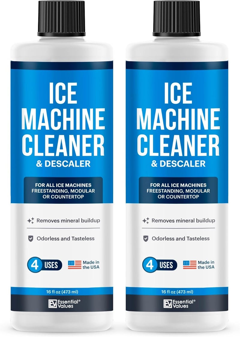 Essential Values 2-Pack Ice Machine Cleaner and Descaler 16 fl oz, Nickel Safe Descaler - Ice Maker Cleaner Compatible with All Major Brands (Scotsman, KitchenAid) - Manufactured in USA - Image 1