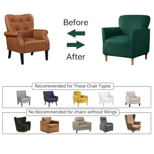 SONNACH Stretch Chair Covers with Arms 1-Piece Banquet Armchair Slipcover Velvet Mid Century Modern Armchair Slipcover Anti-Slip Furniture Protector for Living Room Friendly for Kids Pets (Kelly) - Image 4